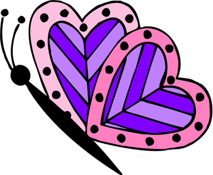 Clip Art Design Heart - Heart Butterfly Clip Art (432x354)
