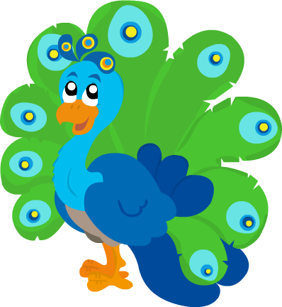 شخصيات كرتونية - Cartoon Peacock (398x432)