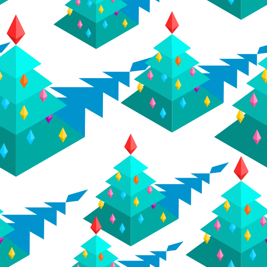 Christmas Tree Isometric Style Pattern - Christmas Day (550x550)
