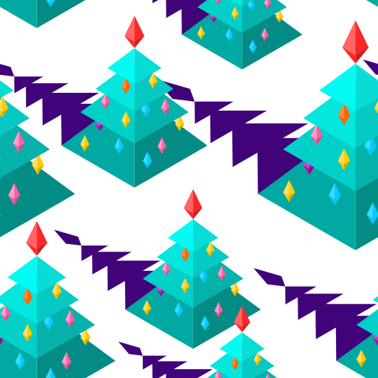 Christmas Tree Isometric Style Pattern - Christmas Tree (550x550)