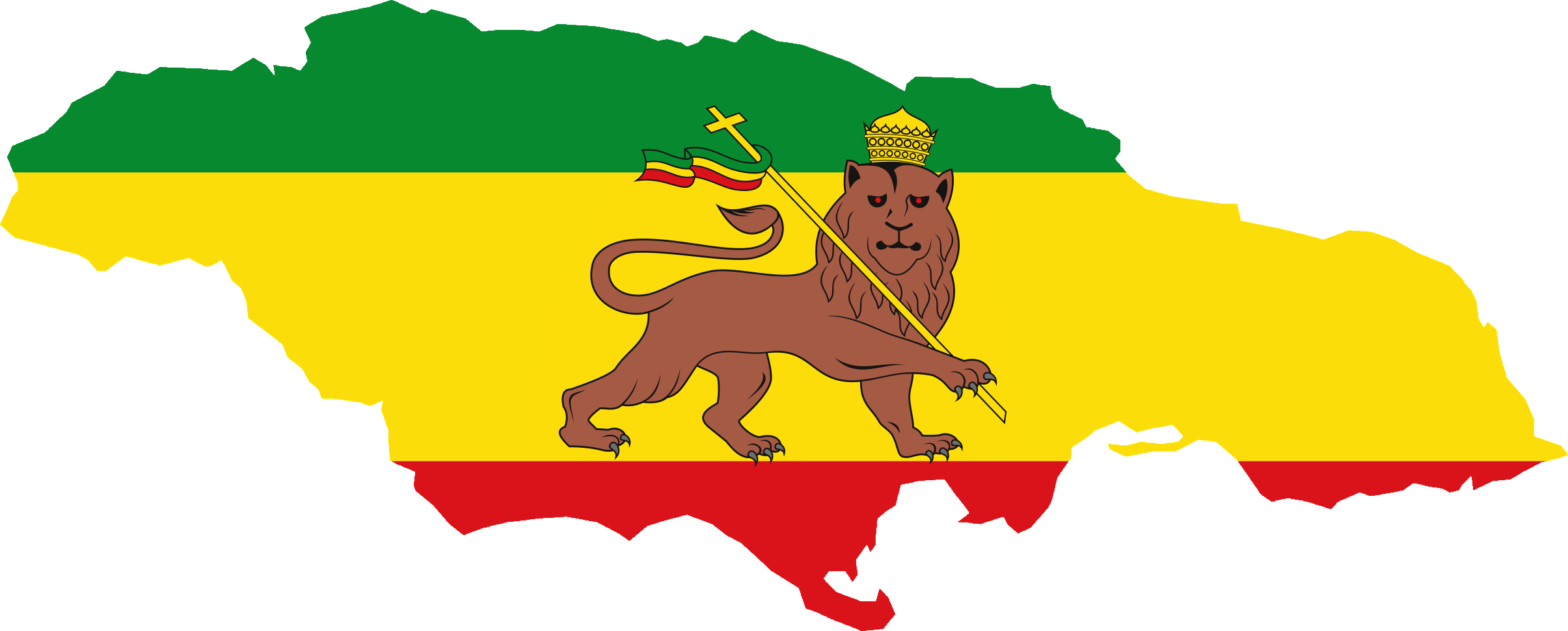 Free Ethiopian Flag Lion Of Judah - Flag Map Of Ethiopia (2410x971)