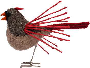 Cardinal Courtship, Female, Felt Bird Sculpture • The - Gldg Charley Harper Cardinal Courtship Circa 1992 Figurine (383x371)