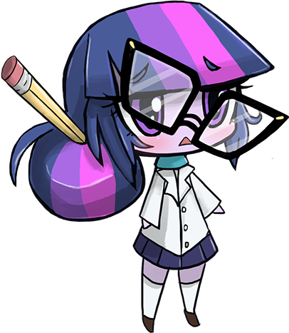 Lumineko, Chibi, Equestria Girls, Glasses, Rainbow - Cute Chibi Girl With Glasses (406x467)