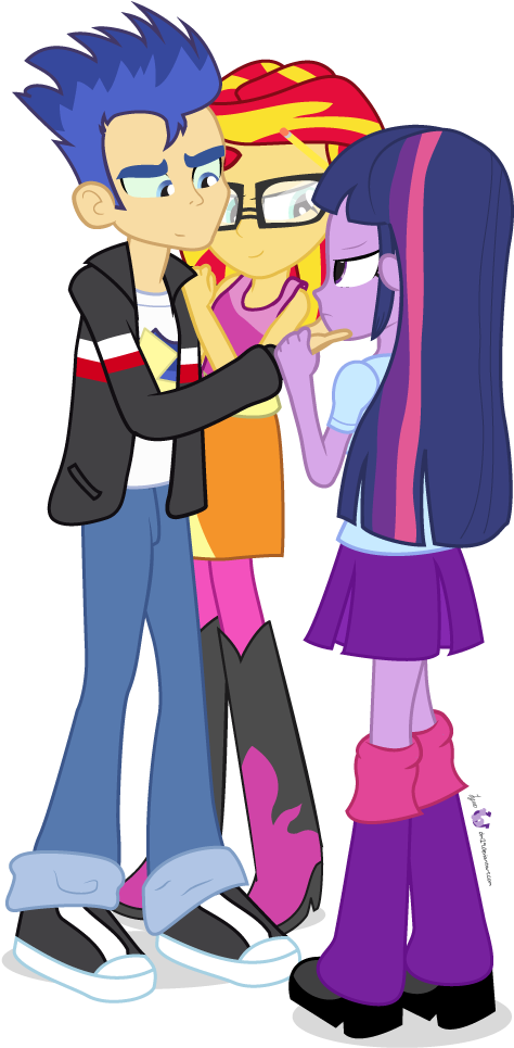 Dm29, Equestria Girls, Flash Sentry, Glasses, Rainbow - سانست شیمر و فلش (520x980)