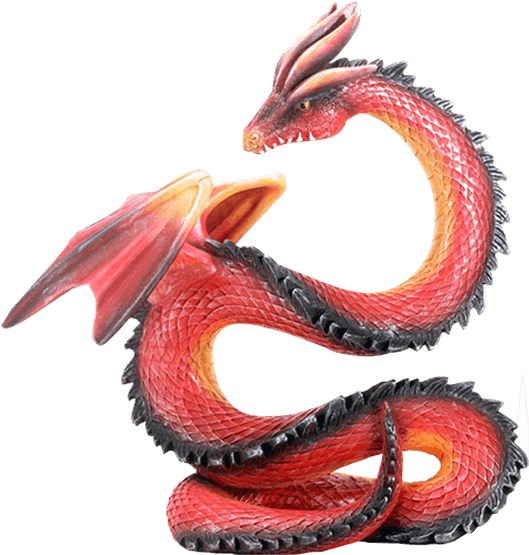 Dragon Statue Figurine Sculpture Fantasy - 10.5 Inch Red Orange And Black Chinese Themed Dragon (555x555)