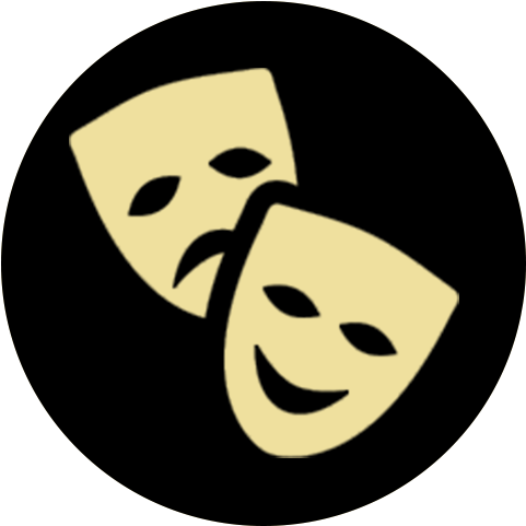Acting - Theatre Masks Black Background (500x500)