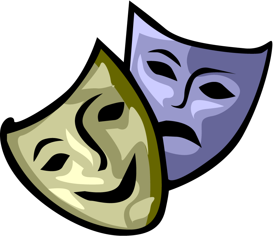 Theater Performances - Drama Masks Clipart (933x807)