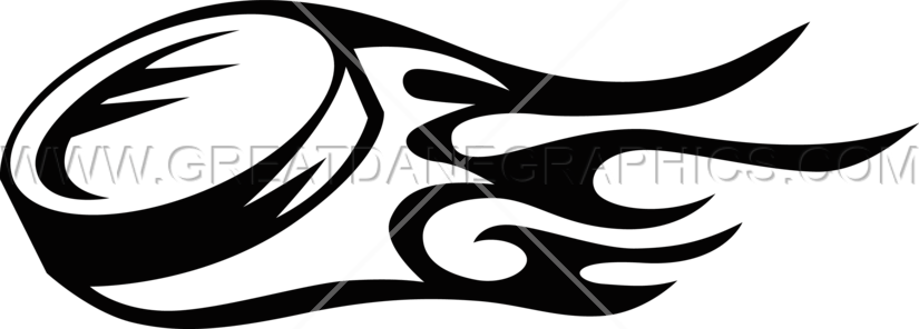 Flying Flaming Puck - Printed T-shirt (825x296)