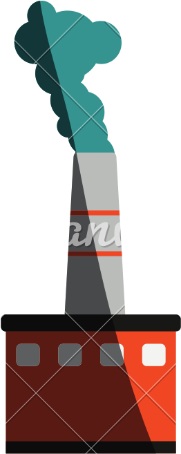 Factory With Smoke And Shadows Vector Icon Illustration - Vector Graphics (800x800)