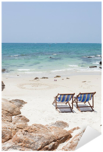 Sticker Chaise De Plage Sur Le Sable Blanc • Pixers® - Mural (400x400)