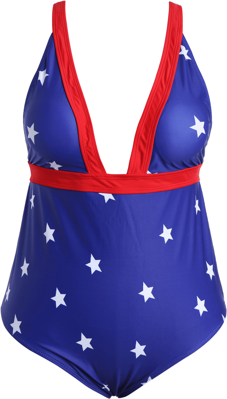 Plus Size Plunge Stars American Flag One Piece Patriotic - Maillot (1000x1330)