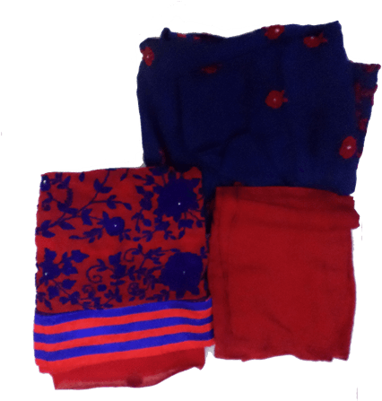 Red With Blue Kadai Phulkari Suit - Wool (500x500)