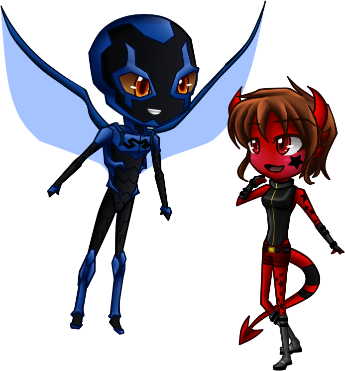 Blue Beetle X Blaze By Raixal - Blue Beetle X Oc (693x745)