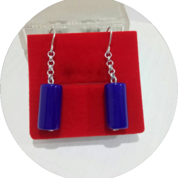 Royal Blue Glass Dangling Earring - Blue (350x350)