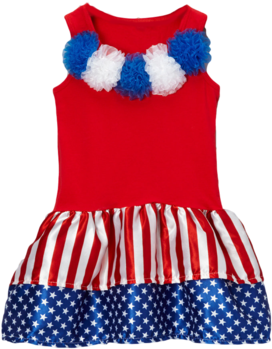4th Of July Red Flag Rosette Dress - Polka Dot (400x480)