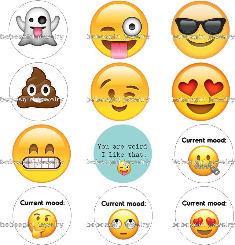Smiley Face Emoji Current Mood Glass Magnetic Button - Idecoz Emoji Reusable Large Vinyl Decal Sticker Skin (800x800)