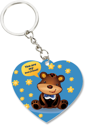 Blue White Heart Key Chain - Keychain (284x426)