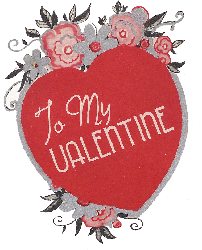 Free Vintage Clip Art To My Valentine Greeting Card - Heart (658x820)