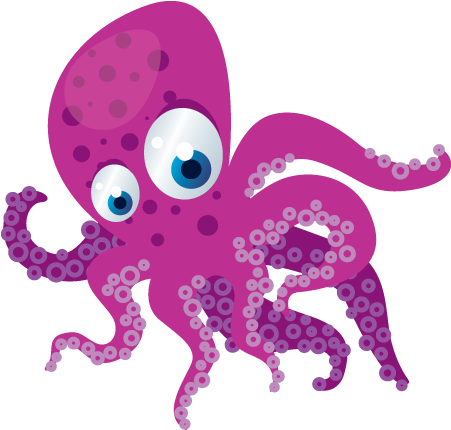 Dibujos Animados Pulpo A Todo Color Adhesivo Pared - สัตว์ น้ำ น่า รัก (450x450)