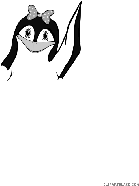 Girl Penguin Animal Free Black White Clipart Images - Europe Tees Penguin336 (495x700)