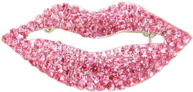 Anthony David Brooch Pin With Swarovski Crystal - Pink Lips Transparent (400x350)