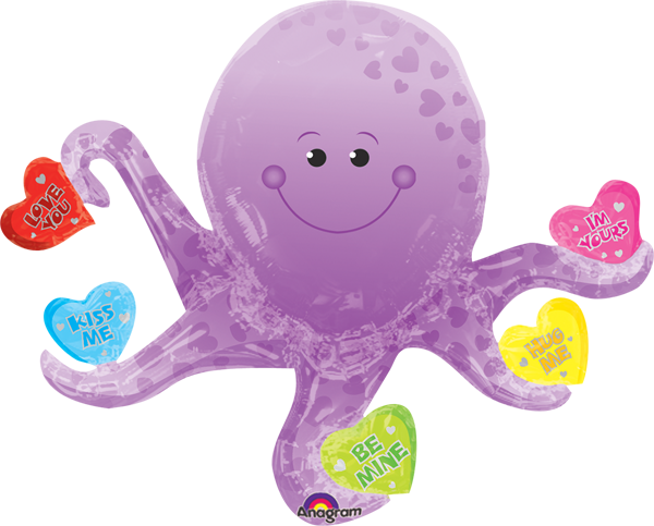 Candy Hearts Octopus - Candy Hearts Octopus Super Shape (600x483)