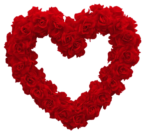 Valentine Day Flower Png Transparent Image - Red Rose Heart Png (600x552)