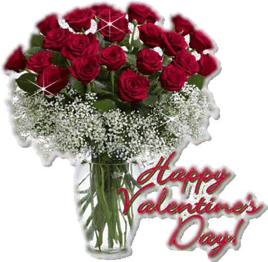 Animated Sparkling Valentine Roses In A Vase - 2 Dozen Long Stem Roses (535x525)