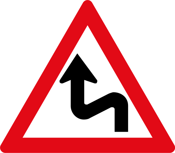 Combined Curves Sign Left Right - Road Narrows On Right (600x525)