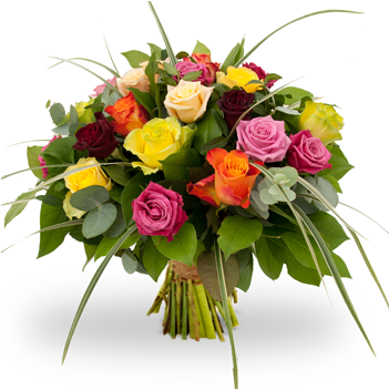 Boquet Of Mixed Colours Roses - Bouquet (500x500)