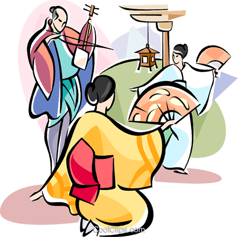 Japanese Dancing Royalty Free Vector Clip Art Illustration - 日本 舞踊 イラスト フリー (480x479)