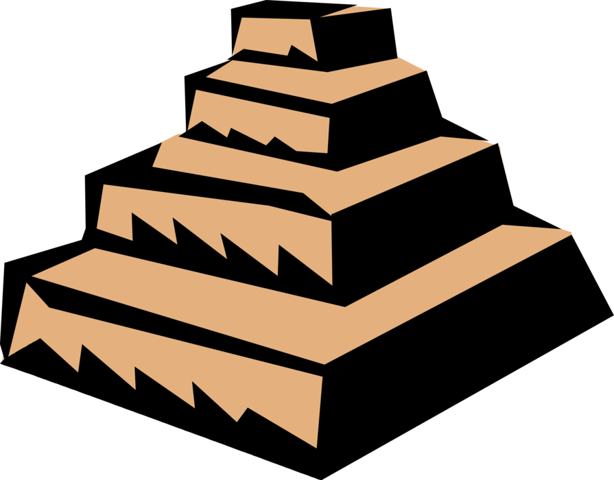 Vector Illustration Of Step Pyramid Architectural Structure - Step Pyramid Clipart (895x700)