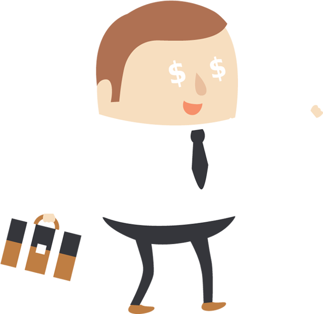 Businessman Greedy With Money Eyes - Illustration (650x650)