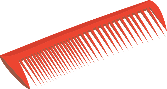 Comb Red Barber Barbering Tool Hair Comb C - Comb Clipart (638x340)