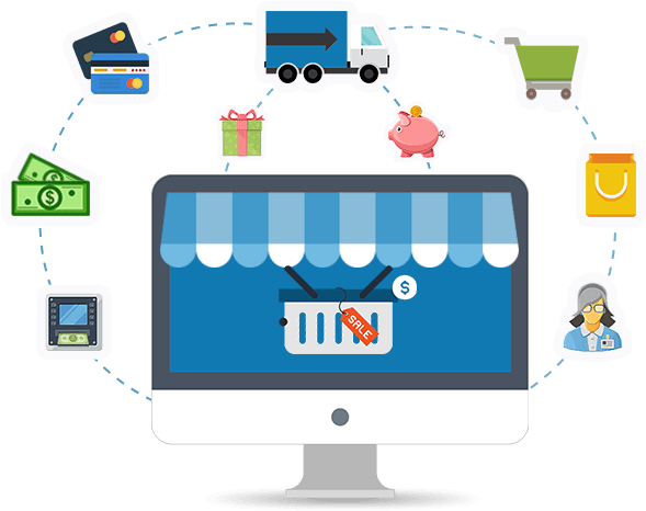 E Comerce Illustration Png (620x526)