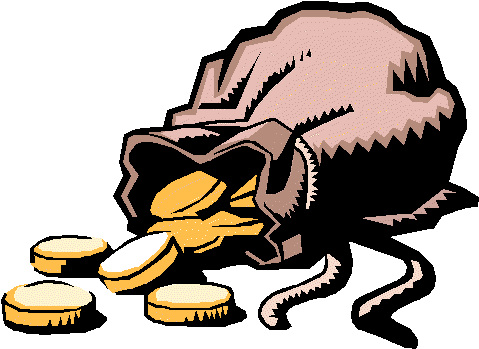 Small Bag Of Gold Pieces - Bag Of Coins Clipart (481x355)