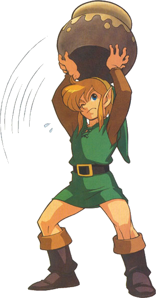Artwork Of Link Carrying A Pot In A Link To The Past - Link Breaking A Pot (305x580)
