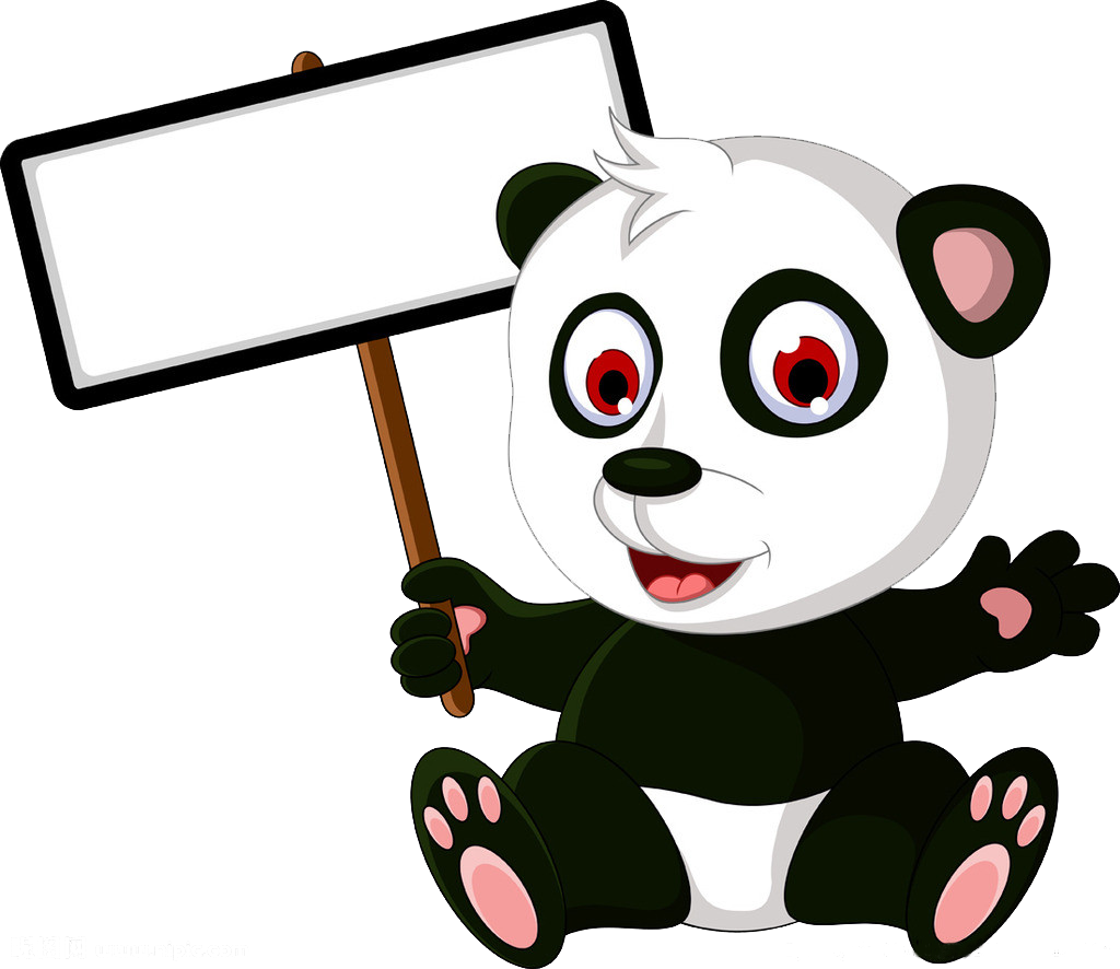 Giant Panda Baby Bears Cartoon - Panda Avec Pancarte (1024x886)