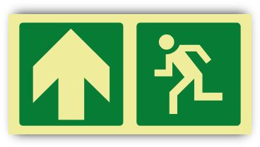 Direction Safety Sign - Glow Sign Man Running Left - Green (150 X 150mm) (400x400)
