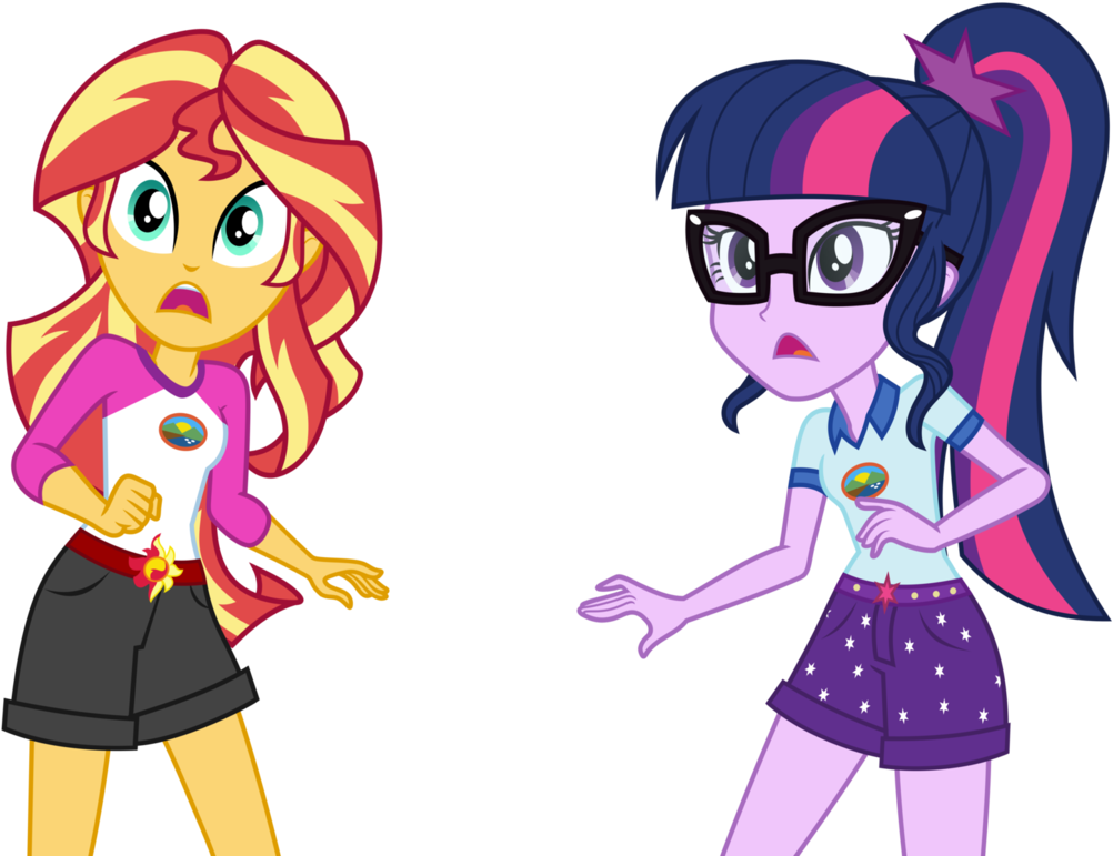 Twilight And Sunset Are Frightened By Pink1ejack - Твайлайт И Сансет Шиммер (1024x781)