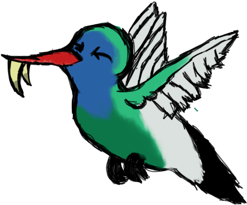 Doggyandi 4 2 Sabretoothed Hummingbird By Doggyandi - Ruby-throated Hummingbird (670x518)