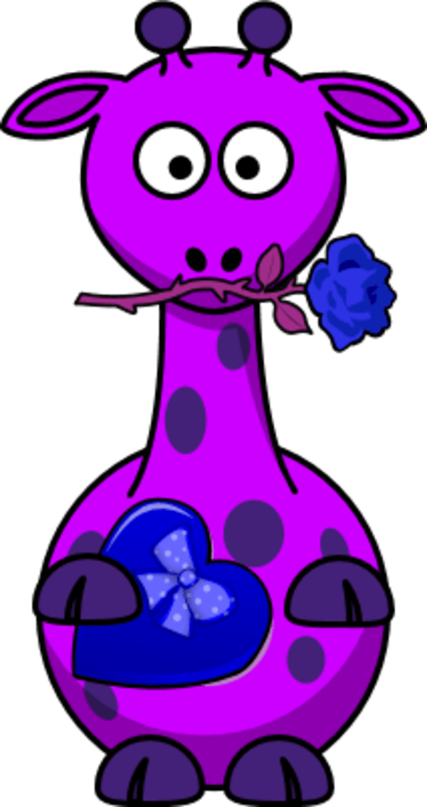 Hula Clipart - Valentine Giraffe Cartoon Shower Curtain (600x1132)