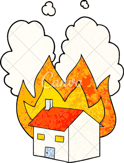 Cartoon Burning House - Burning House Cartoon (417x550)