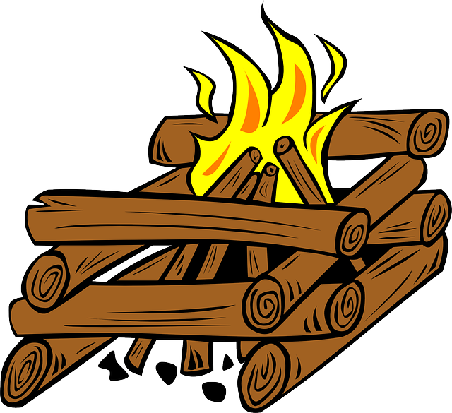 Bonfire Clipart House Fire - Log Cabin Fire (640x585)