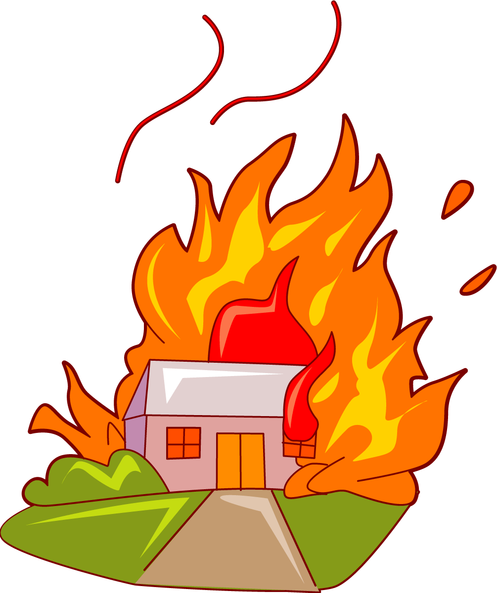 Burn Clipart School - Burning House Clip Art (1005x1200)