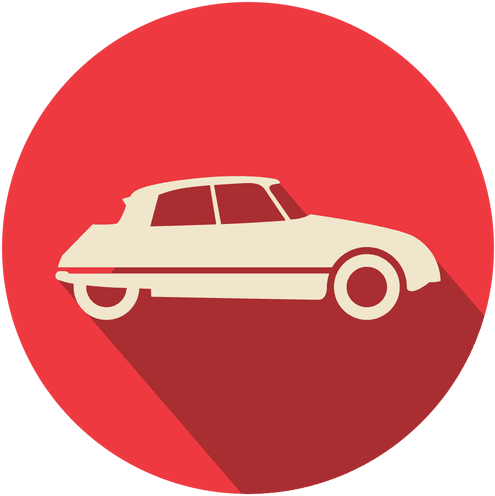 Red Circle Retro Car - Mail Icon (512x512)
