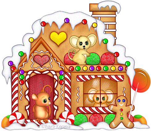 Seasonal » Christmas » Mice Gingerbread House - Gingerbread House (493x438)