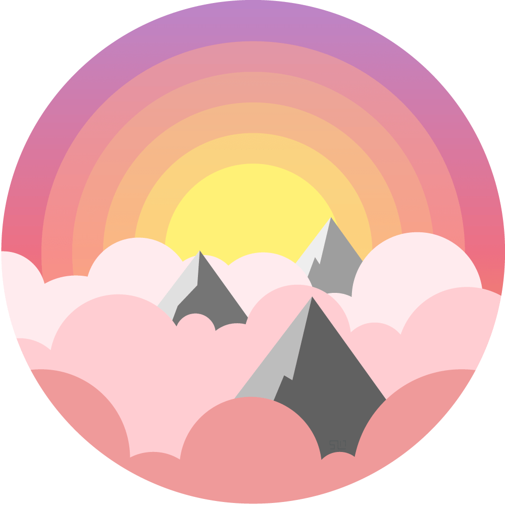 Vector Illustration Of The Tops Of Mountains Poking - Circle (1000x1000)