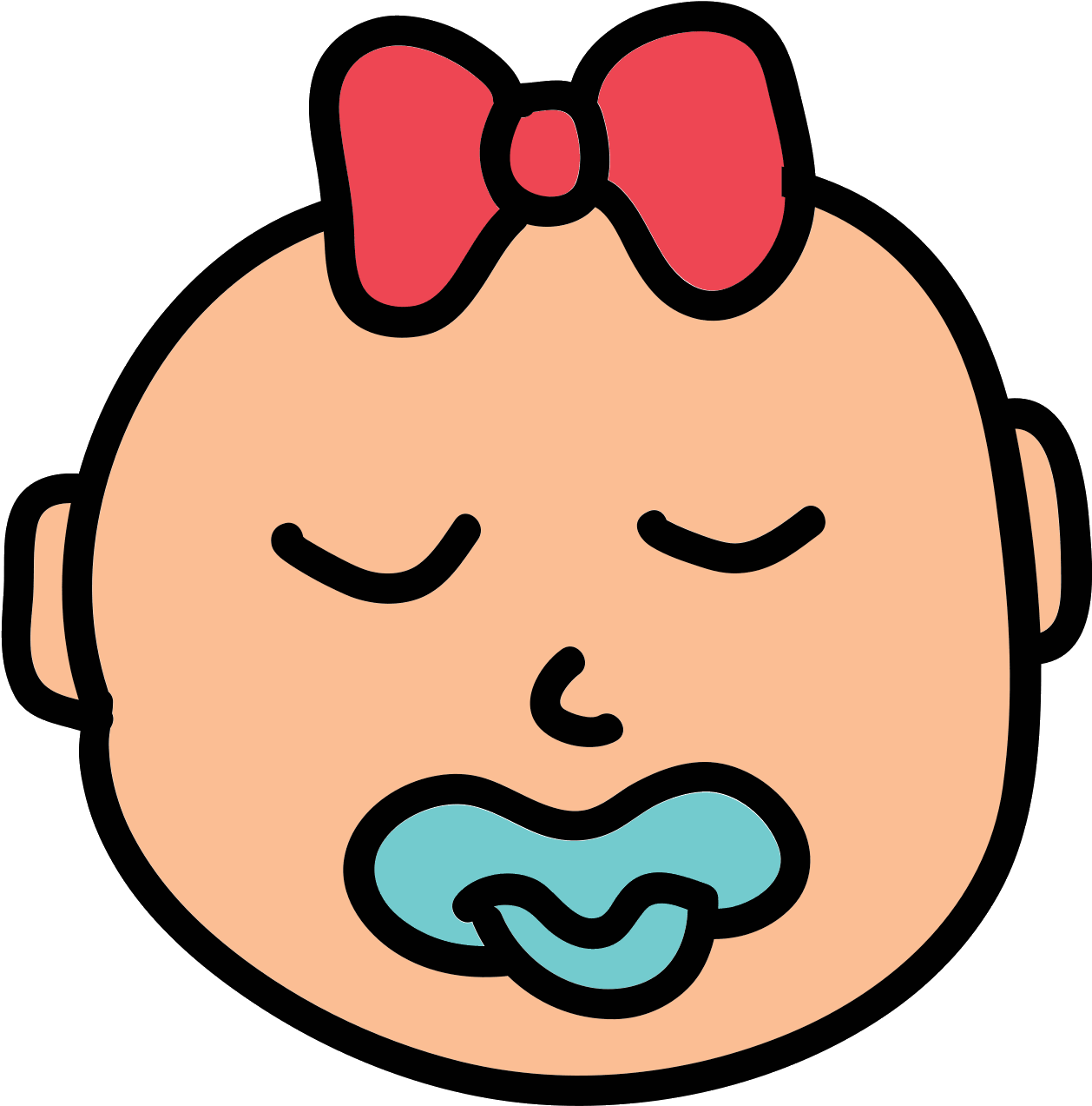 Sleeping Baby Girl Icon - Pacifier (1600x1600)
