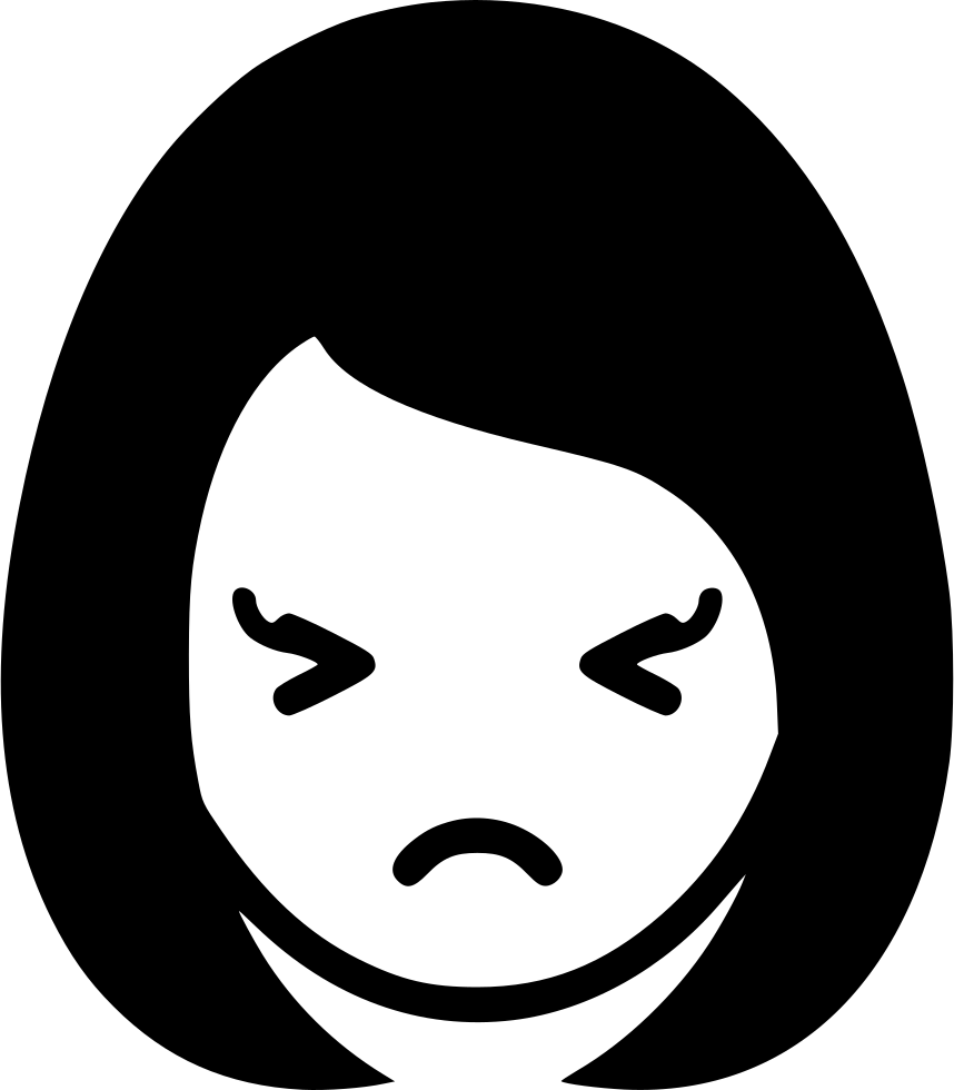 Free Download, Png And Vector - Sad Woman Face Icon (858x980)